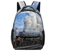 JZemdybill Durable Oxford Cloth Casual Daypack, Railway Steam Train Backpack, College Bag for Boys, Girls, Travel, Sports