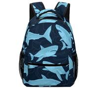 JZemdybill Durable Oxford Cloth Casual Daypack, Shark Shark Pattern Backpack, College Bag for Boys, Girls, Travel, Sports