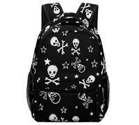 JZemdybill Durable Oxford Cloth Casual Daypack, Skull And Crossbones Backpack, College Bag for Boys, Girls, Travel, Sports