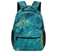 JZemdybill Durable Oxford Cloth Casual Daypack, Teal Marble Backpack, College Bag for Boys, Girls, Travel, Sports