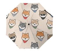 JZemdybill Folding Umbrella, Shiba Inu Dog Pattern Umbrella, Travel Umbrella for Windproof, Rainproof