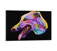 JZemdybill Framed Canvas Wall Art,Christmas Dachshund Dog Colorful Greyhound Dog, Single Hanging Picture for Living Room Bedroom Decor