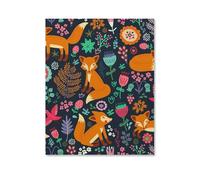 JZemdybill Framed Canvas Wall Art,Cute Fox Floral Cute Penguin Cute Green Cat Cute Pug Cute Scarf Fox Cute Little Hedgehog Cute Red Fox Cute Schnauzer Dog Cute Seal Cute Shiba Inu Cute Squirrel Cute S