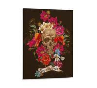 JZemdybill Framed Canvas Wall Art,Day Of The Dead Eucalyptus Leaves Dog Golden Retriever, Single Hanging Picture for Living Room Bedroom Decor