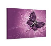 JZemdybill Framed Canvas Wall Art,Pink Pig Purple Butterfly Art Red Polka Dots, Single Hanging Picture for Living Room Bedroom Decor