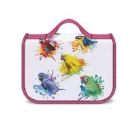 JZemdybill Hanging Wash Bag, 3D Watercolor Parrot Toiletry Bag, Waterproof Makeup Bag for Travel, Business, Vacation
