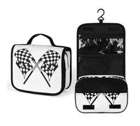 JZemdybill Hanging Wash Bag, Checkered Flags Race Flag Toiletry Bag, Makeup Bag for Travel, Business, Vacation
