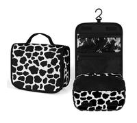 JZemdybill Hanging Wash Bag, Cow Pattern Milk Cow Toiletry Bag, Makeup Bag for Travel, Business, Vacation