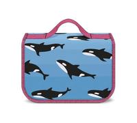 JZemdybill Hanging Wash Bag, Cute Killer Whale Toiletry Bag, Waterproof Makeup Bag for Travel, Business, Vacation