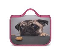 JZemdybill Hanging Wash Bag, Cute Pug Dog Toiletry Bag, Waterproof Makeup Bag for Travel, Business, Vacation