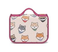 JZemdybill Hanging Wash Bag, Shiba Inu Dog Pattern Toiletry Bag, Waterproof Makeup Bag for Travel, Business, Vacation