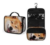 JZemdybill Hanging Wash Bag, Smile Shiba Inu Toiletry Bag, Makeup Bag for Travel, Business, Vacation