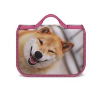 JZemdybill Hanging Wash Bag, Smile Shiba Inu Toiletry Bag, Waterproof Makeup Bag for Travel, Business, Vacation