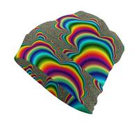 JZemdybill Knit Hat,Psychedelic Trippy Rainbow Beanie Hat, Beanie Cap for Running Cycling Outdoor Sports