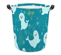 JZemdybill Laundry Hamper, Cute Seal Laundry Basket, Washing Basket with Handle