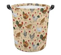 JZemdybill Laundry Hamper, Many Chickens Laundry Basket, Washing Basket with Handle