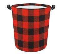 JZemdybill Laundry Hamper, Red Black Buffalo Check Laundry Basket, Washing Basket with Handle