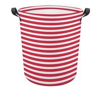 JZemdybill Laundry Hamper, Red Stripe Pattern Laundry Basket, Washing Basket with Handle