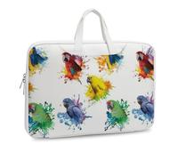 JZemdybill Leather Laptop Case, 3D Watercolor Parrot Laptop Sleeves