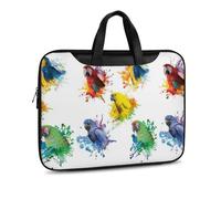 JZemdybill Leather Laptop Case, 3D Watercolor Parrot Laptop Sleeves