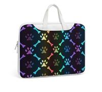 JZemdybill Leather Laptop Case, Colorful Bones And Paw Laptop Sleeves
