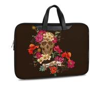 JZemdybill Leather Laptop Case, Floral Sugar Skull Day of The Dead Laptop Sleeves