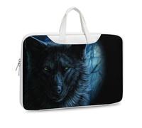 JZemdybill Leather Laptop Case, Green Eyed Wolf Laptop Sleeves