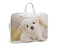 JZemdybill Leather Laptop Case, Lovely Maltese Dog Laptop Sleeves