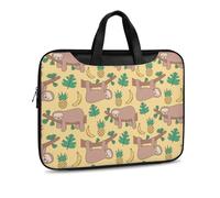 JZemdybill Leather Laptop Case, Sloth Banana Pineapple Laptop Sleeves