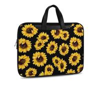 JZemdybill Leather Laptop Case, Spring Sunflowers Retro Flowers Laptop Sleeves