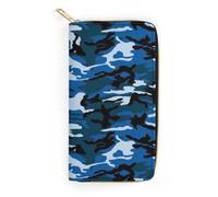 JZemdybill Leather Wallet, Blue Camo, Small Size and Large Capacity, Easy to Carry