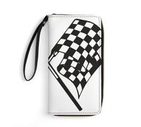 JZemdybill Leather Wallet, Checkered Flags Race Flag, with Rope, Small Size and Large Capacity, Easy to Carry