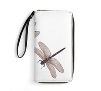 JZemdybill Leather Wallet, Colorful Dragonfly, with Rope, Small Size and Large Capacity, Easy to Carry