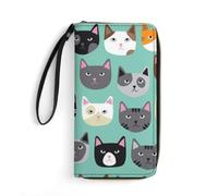 JZemdybill Leather Wallet, Cute Cat Faces, with Rope, Small Size and Large Capacity, Easy to Carry