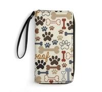 JZemdybill Leather Wallet, Dog Bones Paw PrintsWallet, with Rope, Small Size and Large Capacity, Easy to Carry