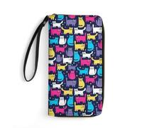 JZemdybill Leather Wallet, Funky Cats, with Rope, Small Size and Large Capacity, Easy to Carry