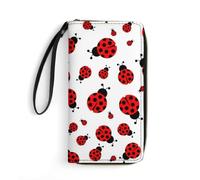 JZemdybill Leather Wallet, Ladybugs Pattern Infinite Speckled, with Rope, Small Size and Large Capacity, Easy to Carry