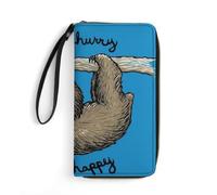 JZemdybill Leather Wallet, Lazy Sloth, with Rope, Small Size and Large Capacity, Easy to Carry