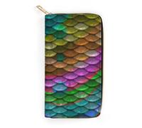 JZemdybill Leather Wallet, Rainbow Fish Scales, Small Size and Large Capacity, Easy to Carry