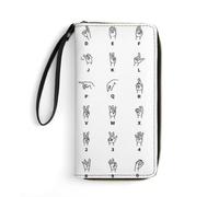 JZemdybill Leather Wallet, Sign Language Alphabet, with Rope, Small Size and Large Capacity, Easy to Carry