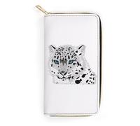 JZemdybill Leather Wallet, Snow Leopard Teddy Bear, Small Size and Large Capacity, Easy to Carry