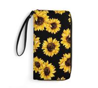 JZemdybill Leather Wallet, Spring Sunflowers Retro Flowers, with Rope, Small Size and Large Capacity, Easy to Carry