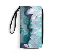 JZemdybill Leather Wallet, Teal Agate, with Rope, Small Size and Large Capacity, Easy to Carry