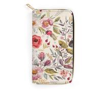 JZemdybill Leather Wallet, Watercolor Poppies Flowers, Small Size and Large Capacity, Easy to Carry