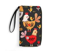 JZemdybill Leather Wallet, Weird Colorful Chicken, with Rope, Small Size and Large Capacity, Easy to Carry