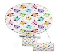 JZemdybill Picnic Mat,Cute Owl Funny Owl Pattern Round Picnic Blanket,Outdoor Rugs,149cm X 148cm