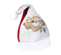 JZemdybill Sequined Christmas Hat for Adults,Adorable Little Sloth Hat for Various Holiday Parties