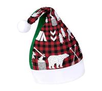 JZemdybill Sequined Christmas Hat for Adults,Buffalo Plaid Woodland Christmas Hat for Various Holiday Parties