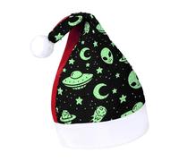 JZemdybill Sequined Christmas Hat for Adults,Green Alien Moon UFO Hat for Various Holiday Parties