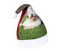 JZemdybill Sequined Christmas Hat for Adults,Old English Sheepdog Dog Hat for Various Holiday Parties